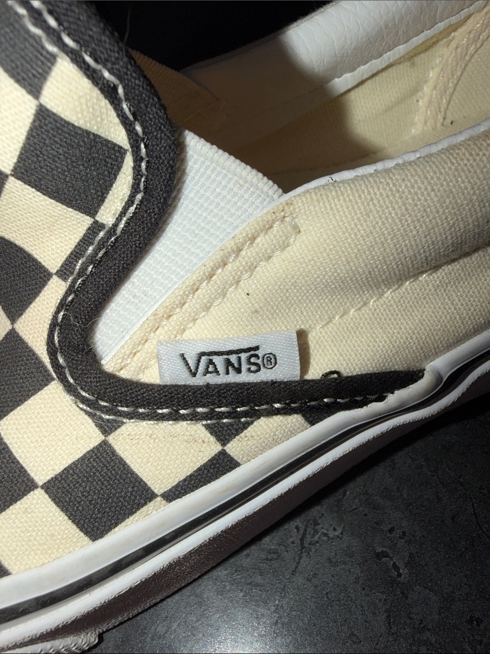 Vans Slip-On Checkerboard Shoe - Black & Cream LEFT SHOE ONLY NWOT - Picture 2 of 9